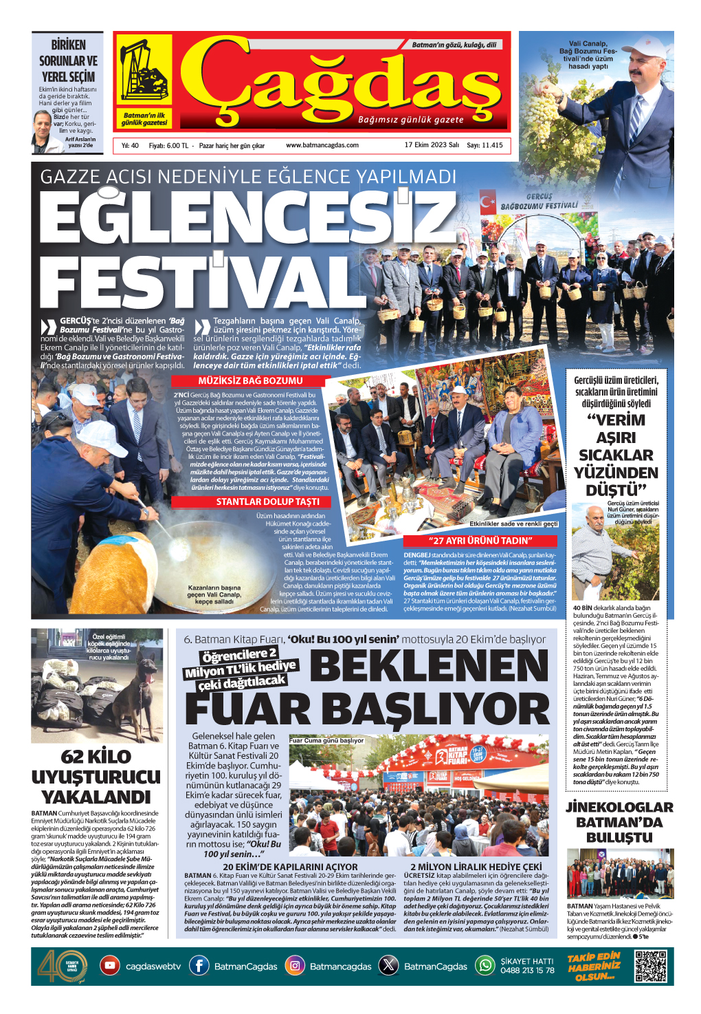 17 Ekim 2023 BATMAN ÇAĞDAŞ GAZETESİ