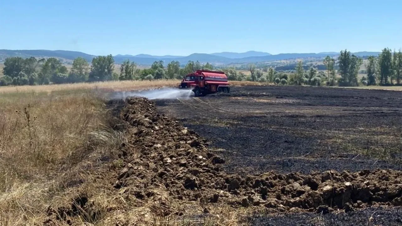 Buğday tarlasındaki yangında 20 dönüm alan zarar gördü