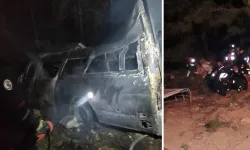 Minibüs uçuruma düşüp yandı: 3 ölü, 18 yaralı