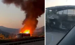 Yolcu otobüsü alev alev yandı, yolcular tahliye edildi
