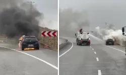 Batman'da seyir halindeki otomobil alevlere teslim oldu
