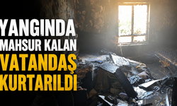 Yangında mahsur kalan vatandaş kurtarıldı