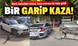 Park halindeki otolar, kaza sonrası bu hale geldi