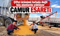 Çiftçi ürününü tarlada değil boş alanlarda yüklüyor
