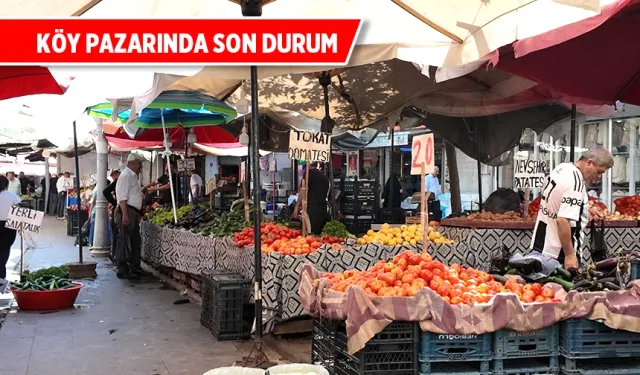 Köy pazarında sebze-meyve fiyatları geriledi