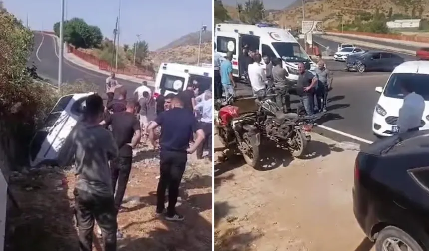 Batman'da kafa kafaya çarpışan araçlardan biri çukura düştü