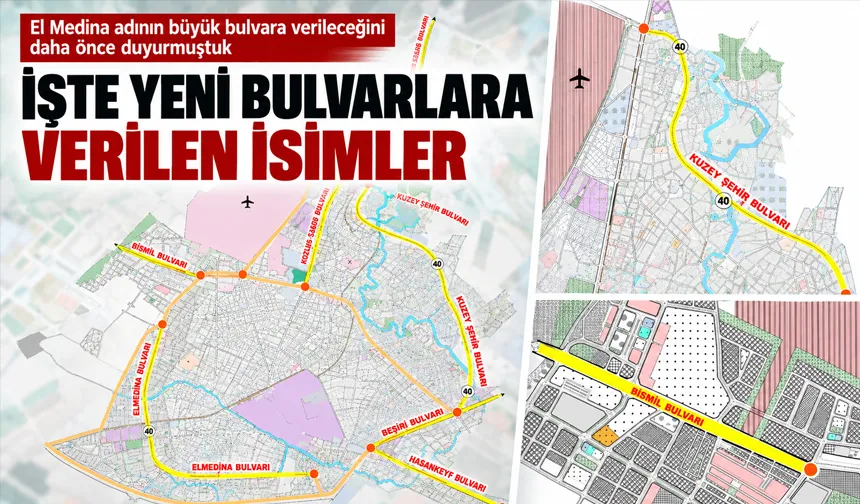 İŞTE YENİ BULVARLARA VERİLEN İSİMLER