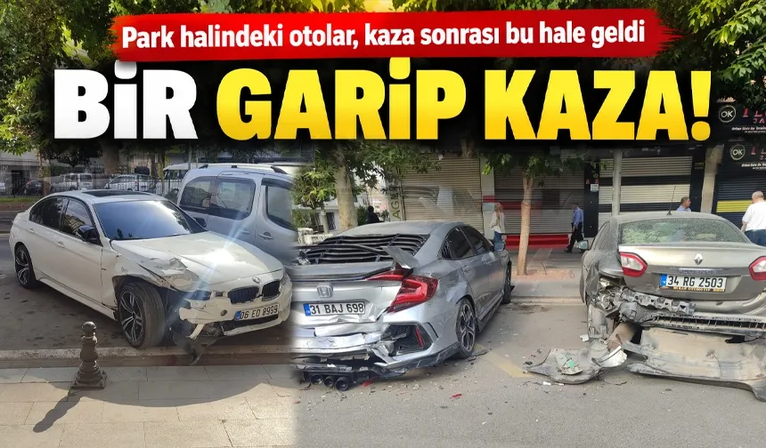 Park halindeki otolar, kaza sonrası bu hale geldi
