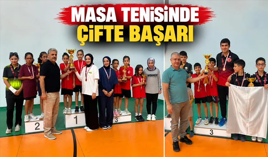 MASA TENİSİNDE ÇİFTE BAŞARI